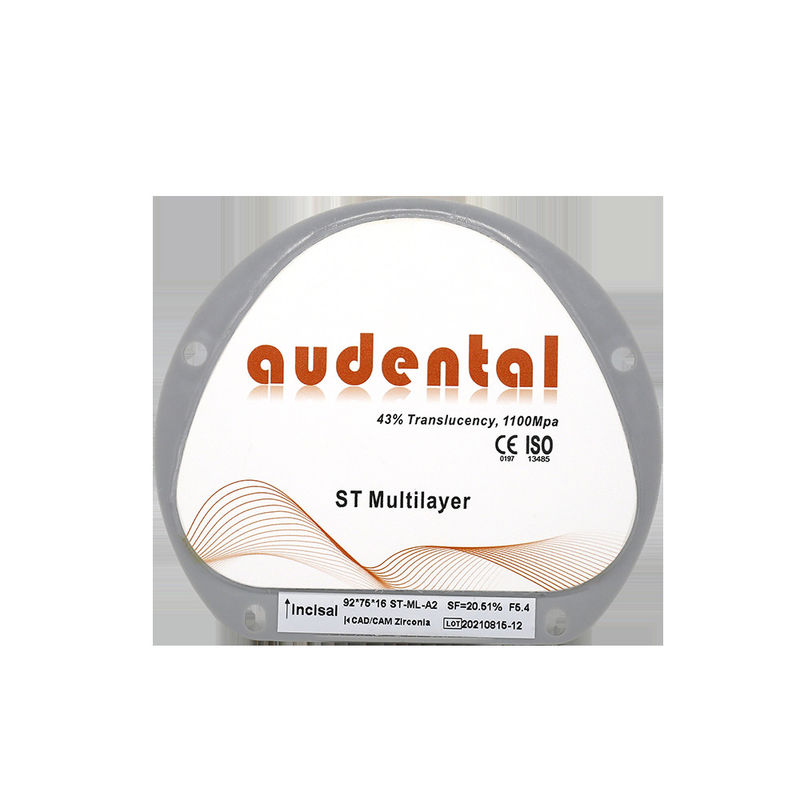 Bloc de zirconium multicouche lisse Vita 16 ST Avec 18 mm 43% de résistance à la flexion translucide