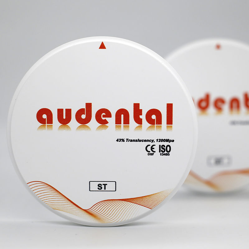 1200 MPa Bloc de zirconium dentaire blanc ST lisse avec 41-43% de translucide et 16 liquides colorants
