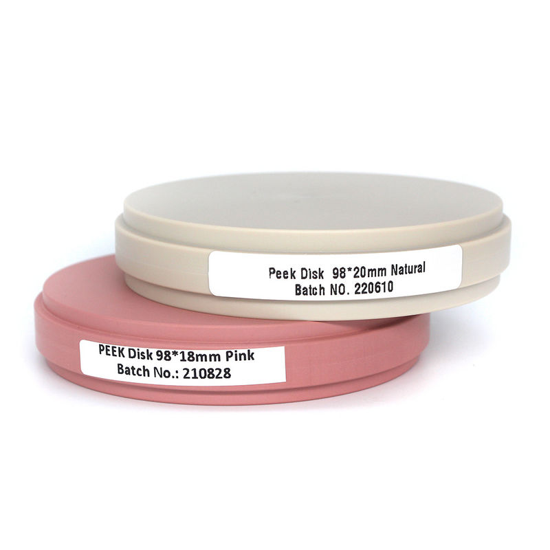 Bloc PEEK jaune rose blanc naturel pour couronnes et ponts temporaires