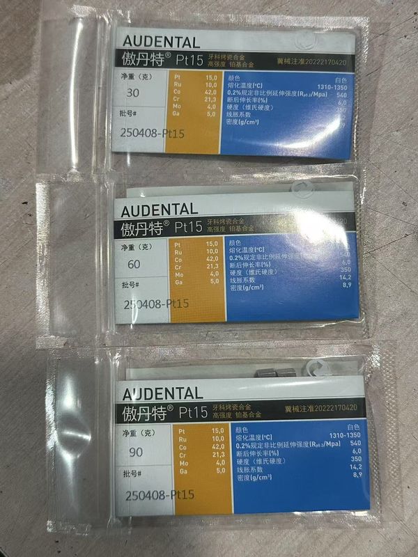Audental PT15 alliage noble blanc PT15% pour la porcelaine dentaire