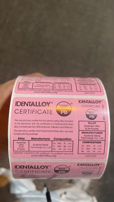 Audental Ultra SLM poudre/CoCrMo/CE,FDA,IdentAlloy/impression en métal 3D dentaire