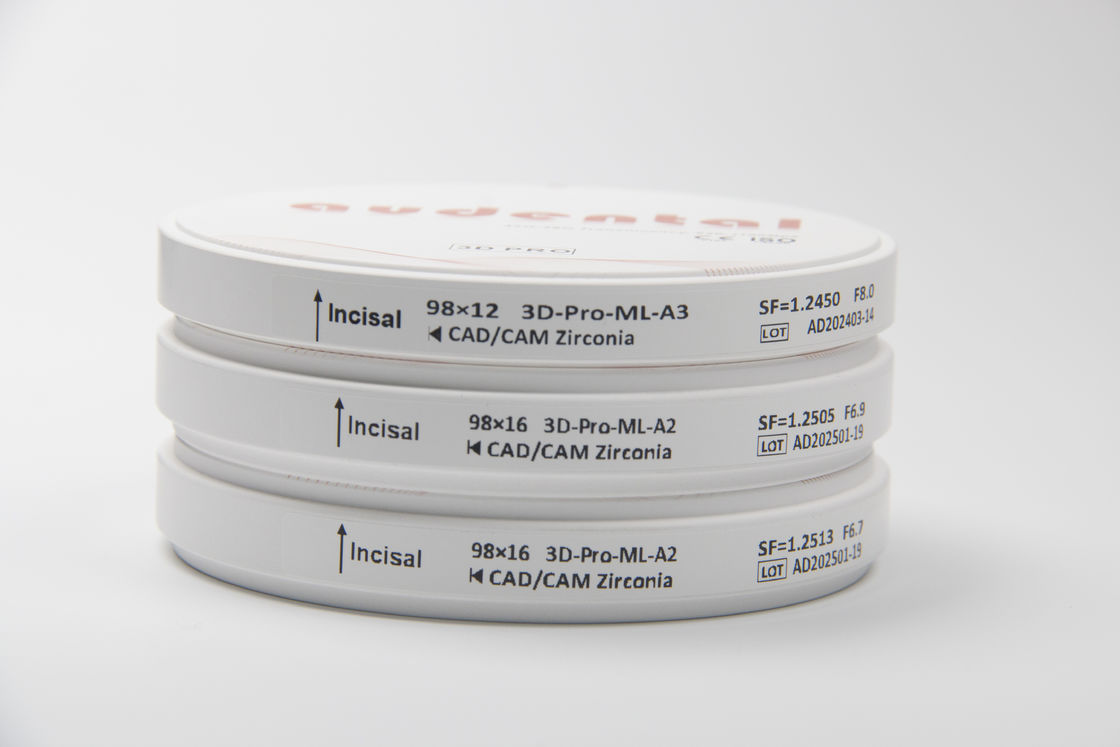 Bloc de zirconium dentaire esthétique exceptionnel pour le système CAD CAM et les dents naturelles