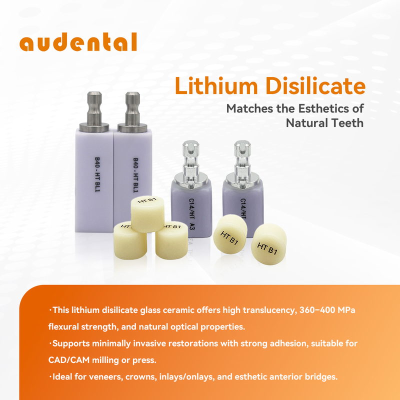 Matériaux audentaux de laboratoire dentaire en verre céramique zirconium bloc lithium dissilicate bloc lingot pour la restauration dentaire