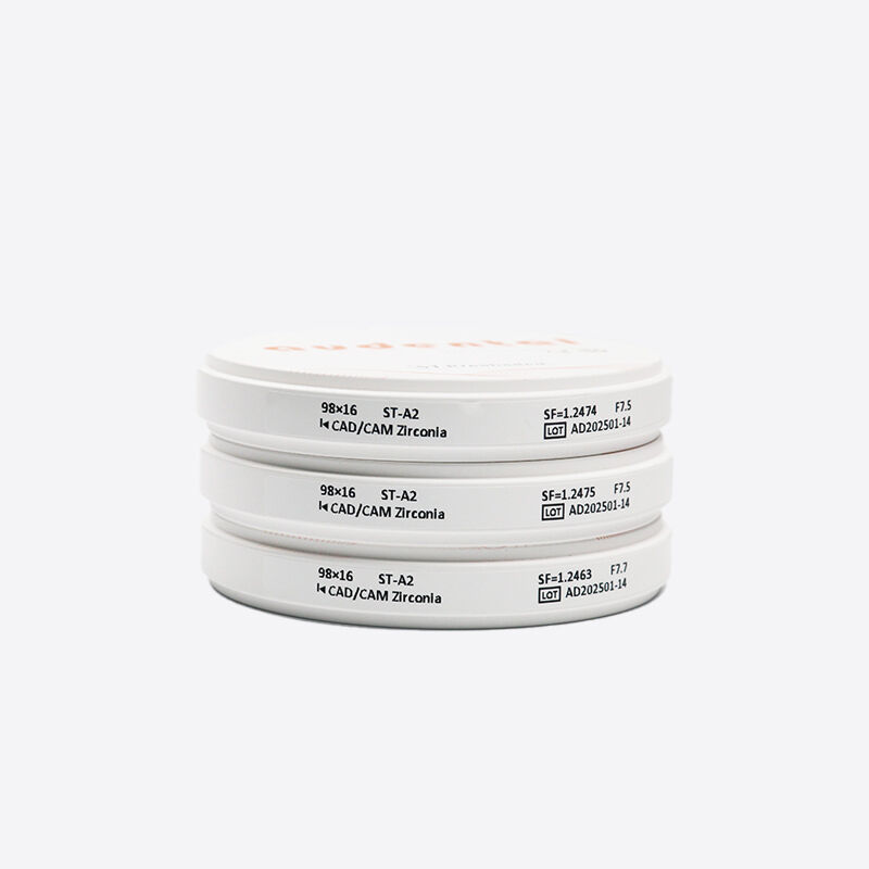 Bloc de zirconium pré-ombré fournissant des résultats de couleur uniformes prévisibles sans étapes de coloration ou d'infiltration supplémentaires