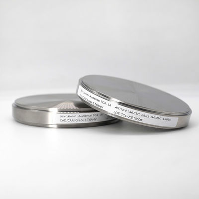 98 mm Gr5 Dental Ti Blank CAD CAM Dental fraisage Dental disque en titane pour les couronnes