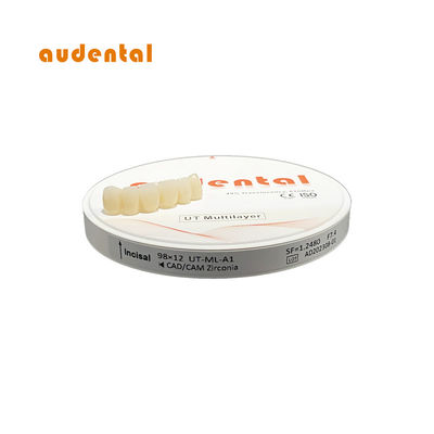 Disque rond en zirconium translucide avec bloc de restauration dentaire multicouche de résistance 680Mpa