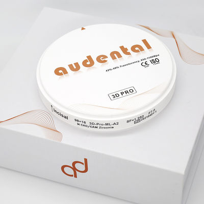 Produits dentaires 3D résistance du bloc de zirconium 650-1100Mpa 98/95/92mm Audental matériaux de fraisage CAD CAM multicouche