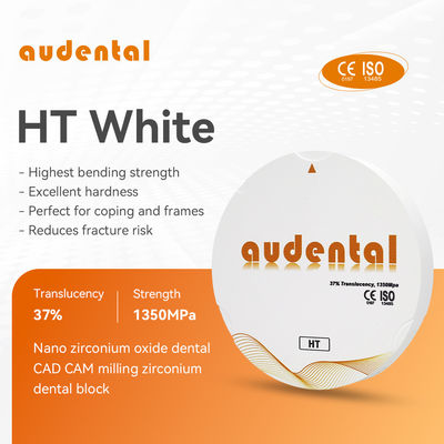 Dentistique à haute résistance en bloc de zirconium audental HT blanc 1350MPa pour les prothèses dentaires complètes